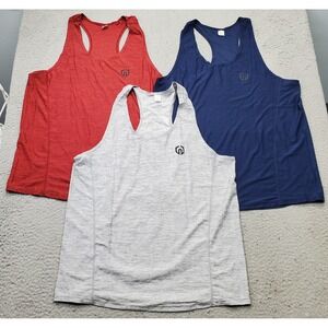 Lot of 3 Neleus Muscle Workout Y-Back Athletic Tank Top Men Large Multi Pullover
